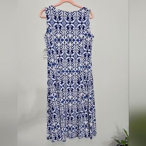 DANNY NICOLE MIDI DRESS SIZE IS XL . COLOR IS Blue/white